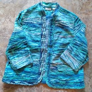 Chico's Open Front Linen Multicolor blazer, size Chico's 4 (standard size XL/20)